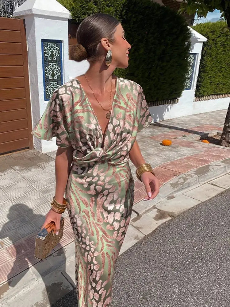 ALVA™ | Sage Leopard Dress