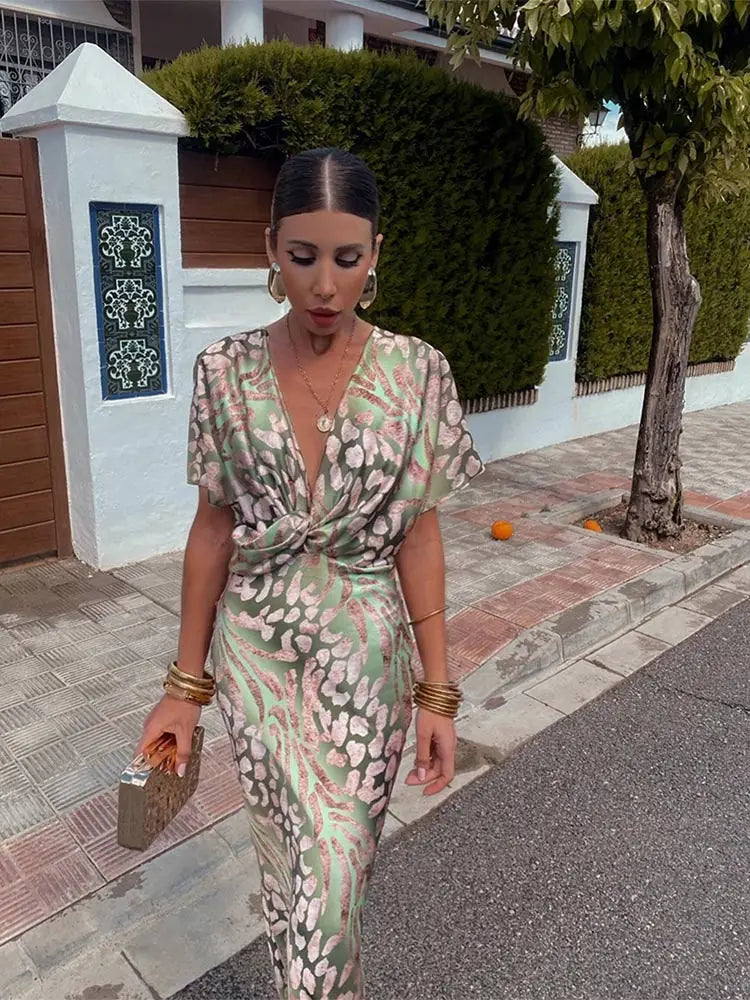 ALVA™ | Sage Leopard Dress