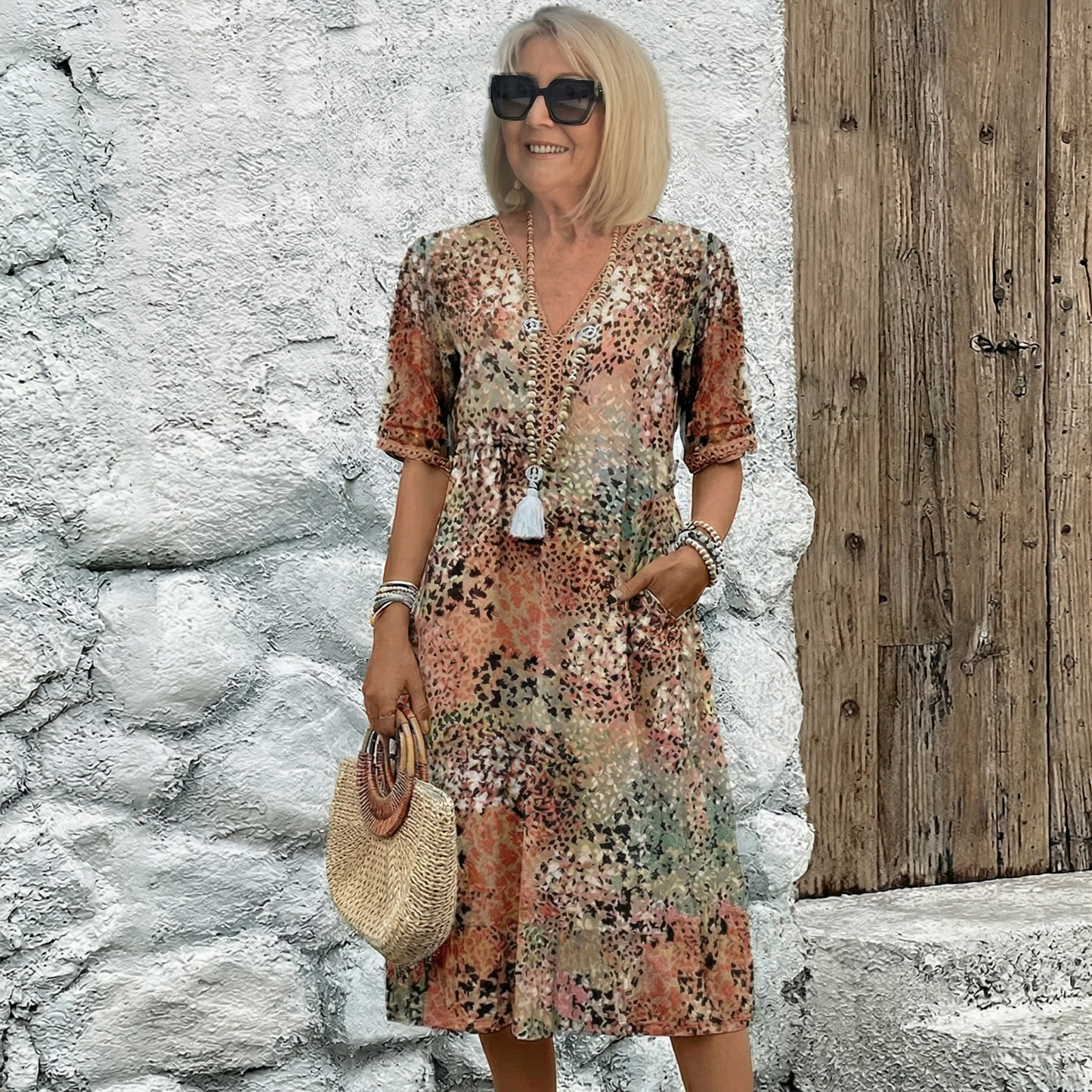 ALVA | Radiant V Neck Dress