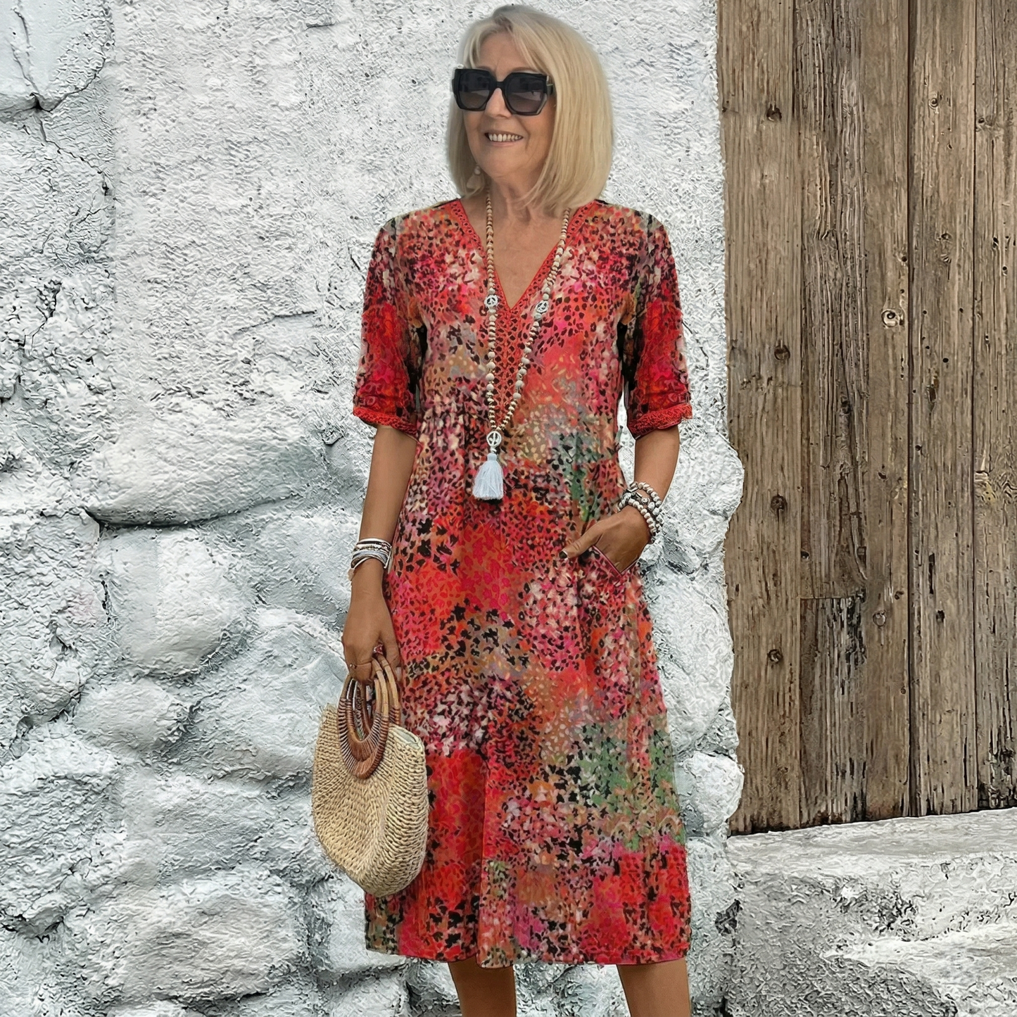 ALVA | Radiant V Neck Dress