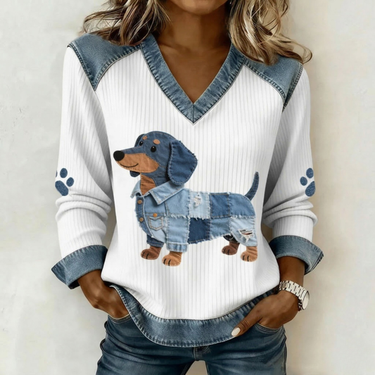Stella | Artistic Denim Patchwork Top