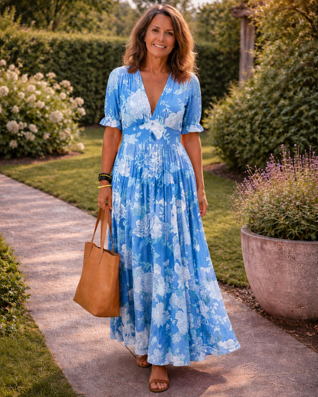 ALVA™ | V-Neck Floral Midi Dress