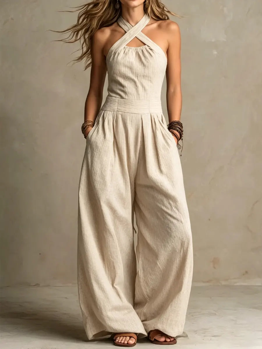 ALVA™ | Cross-Front Halter Jumpsuit