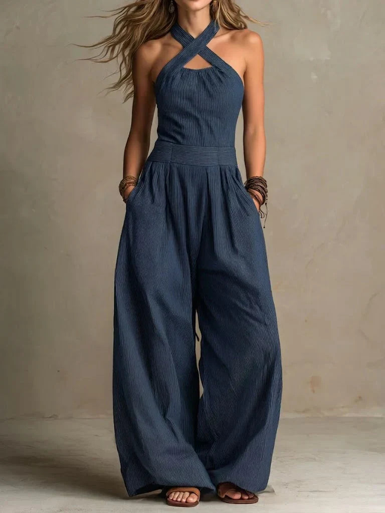 ALVA™ | Cross-Front Halter Jumpsuit